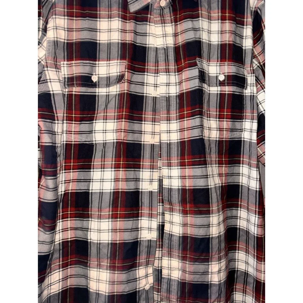 Mens Goodthreads Slim Fit Twill Plaid Button-Down Shirt XL Red & Navy - Picture 3 of 14